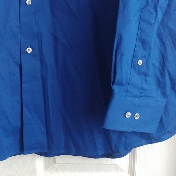 VAN HEUSEN FLEX Regular Fit Stretch Size 17 1/2 34/35 Mens Blue Dress Shirt - Picture 5 of 8